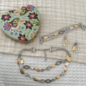 Brighton Silver and Gold Necklace Set
